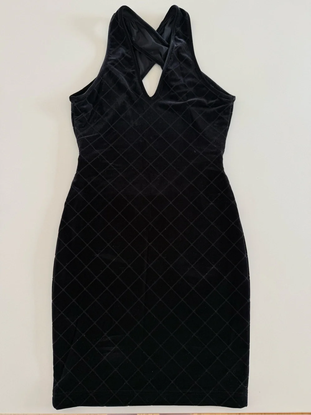 CHANEL Black Quilted Velvet V-Neck Mini Dress FR36 | US4